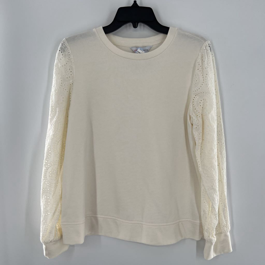 M eyelet crewneck sweatshirt