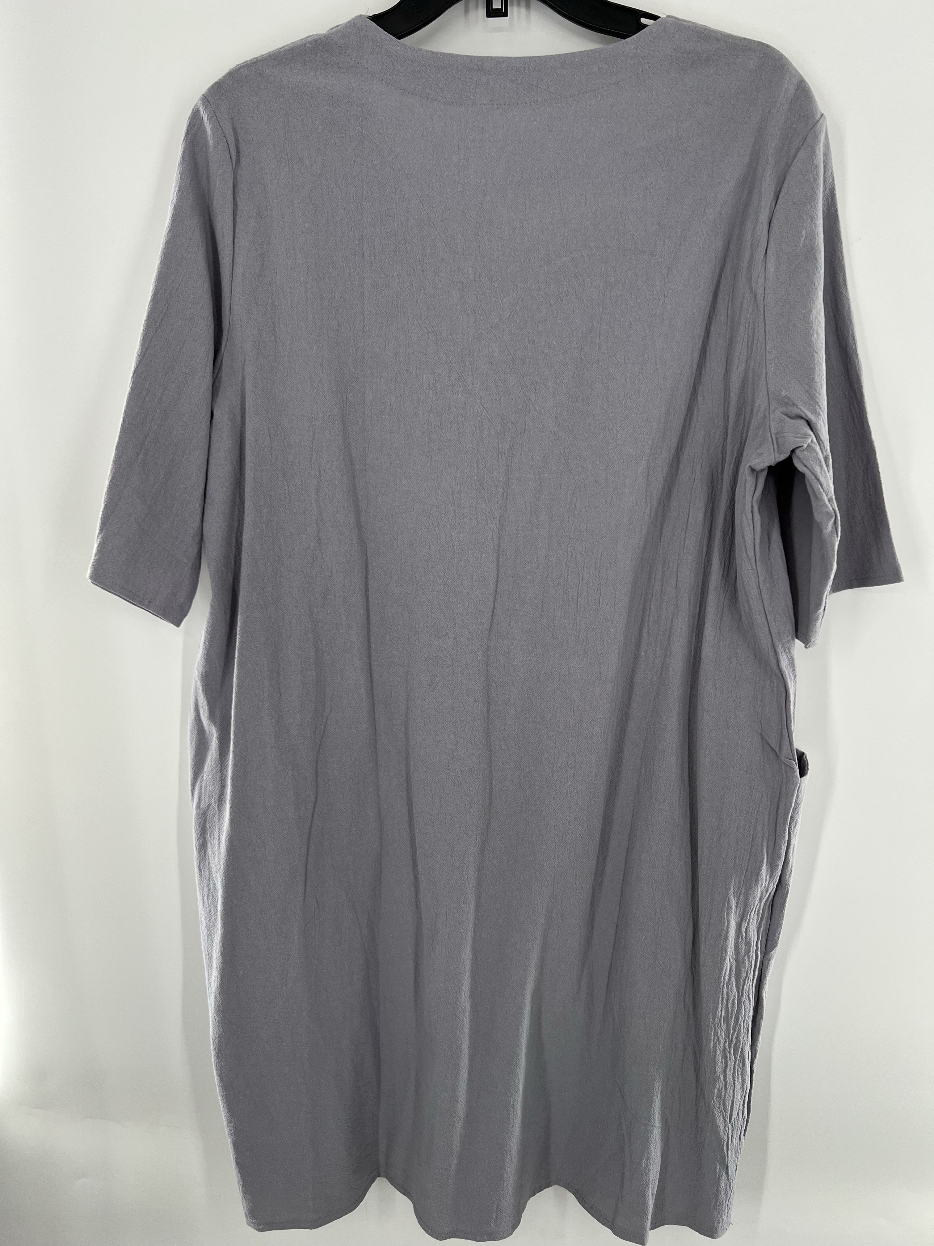 XXL linen blend scoop neck s/s dress