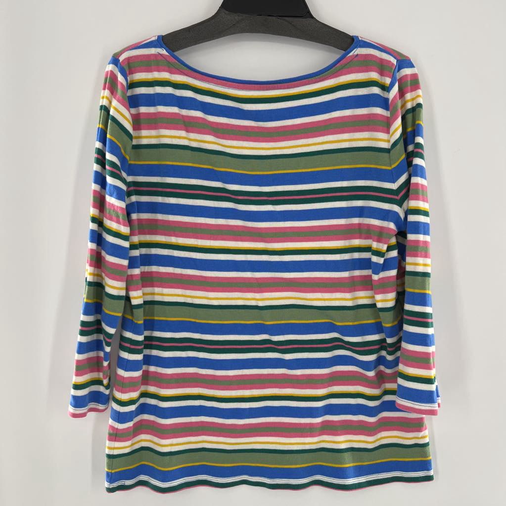 L striped round neck 33/4 slv tee