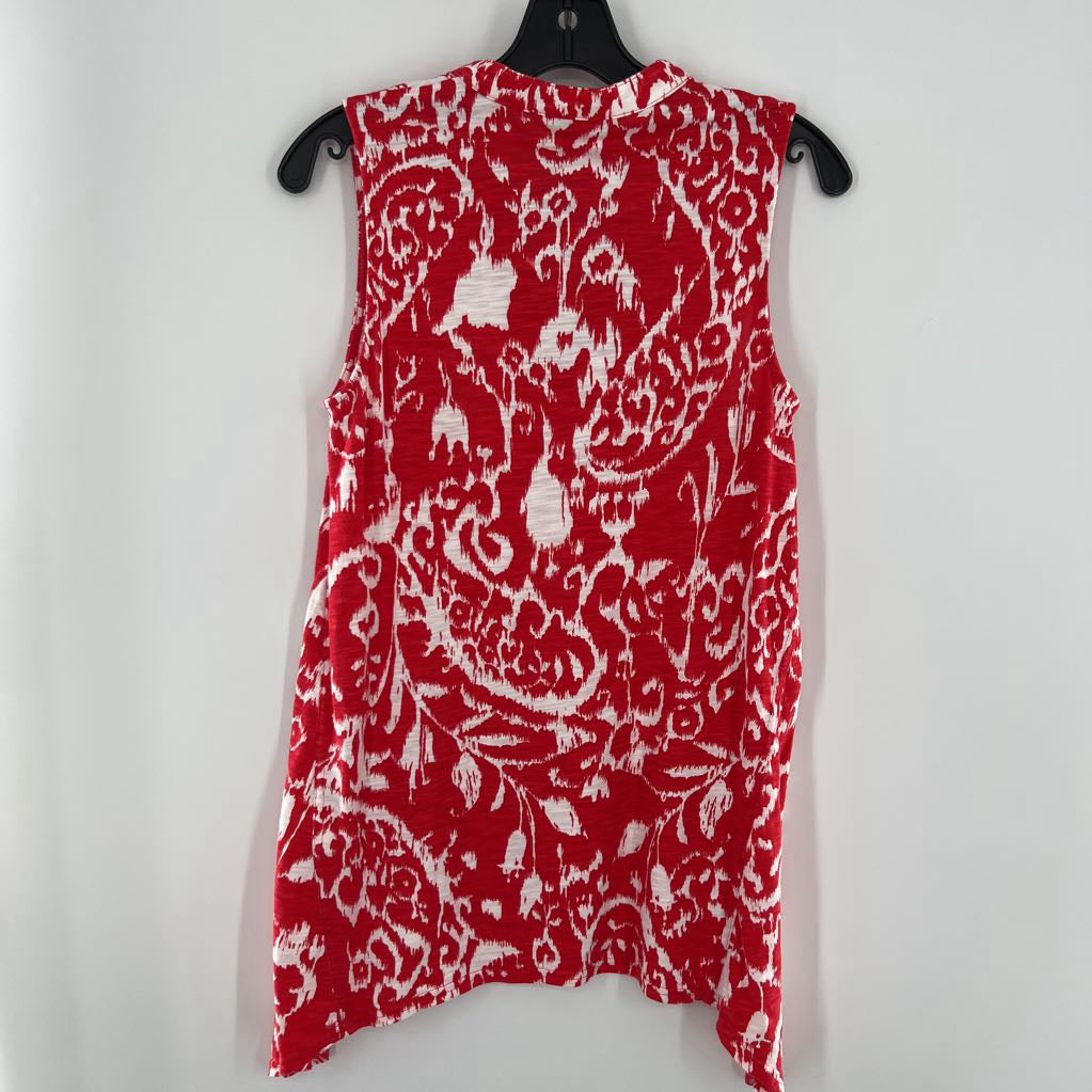 S damask print asymetrical hem tank