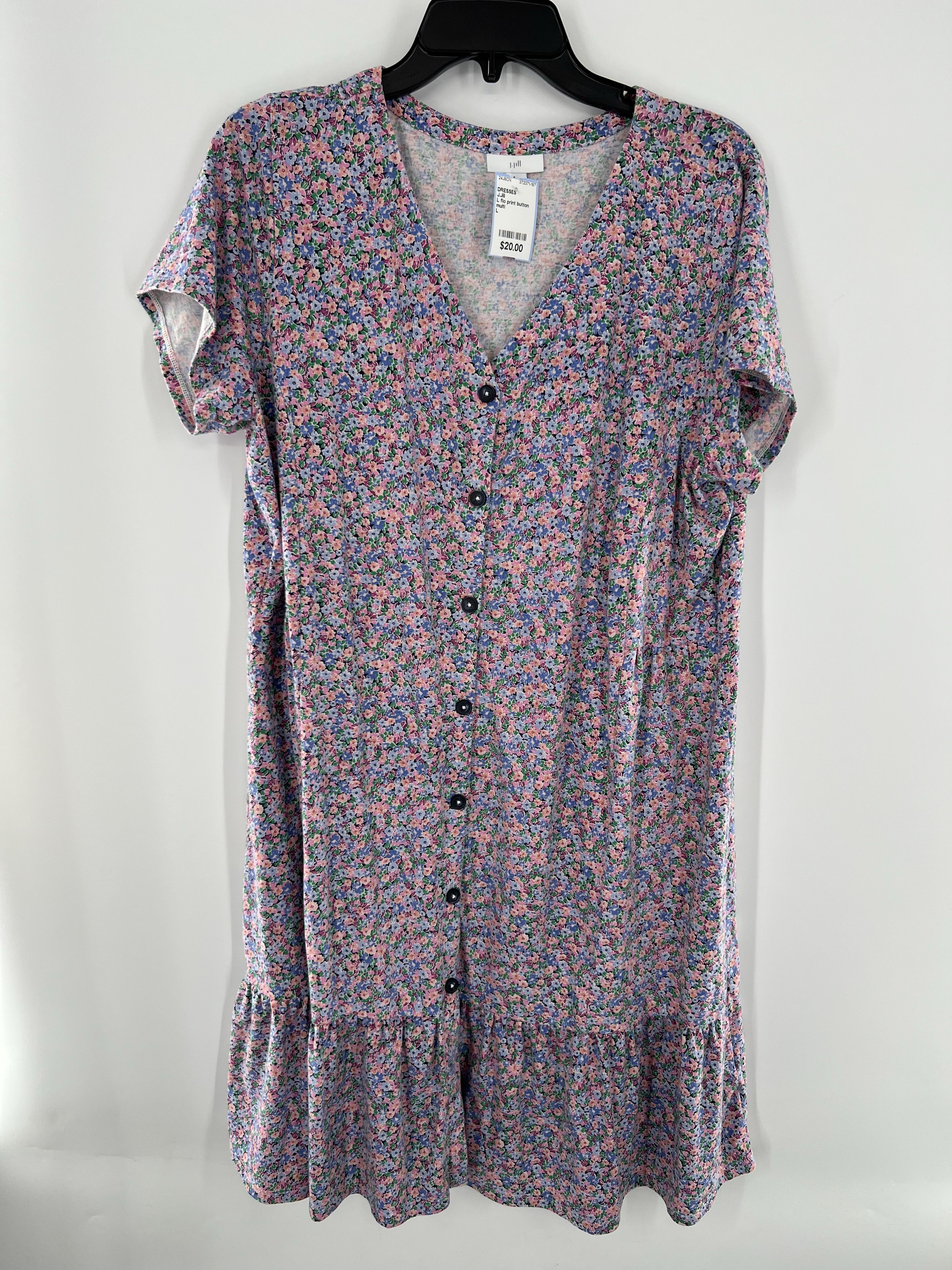 L flo print button down s/s dress