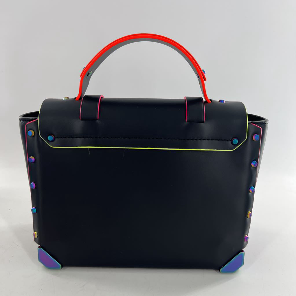 studded neon iridescent satchel