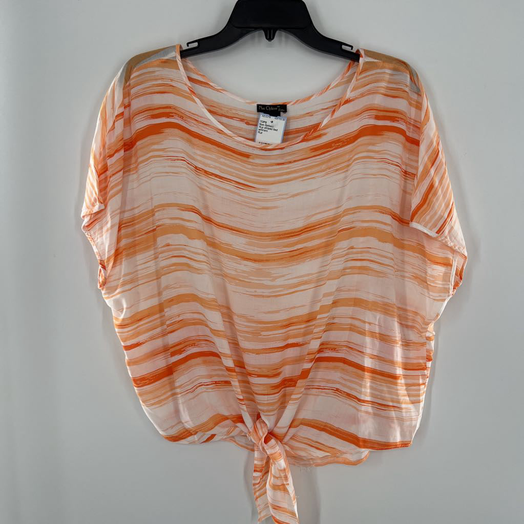 XLp striped tied hem s/s top