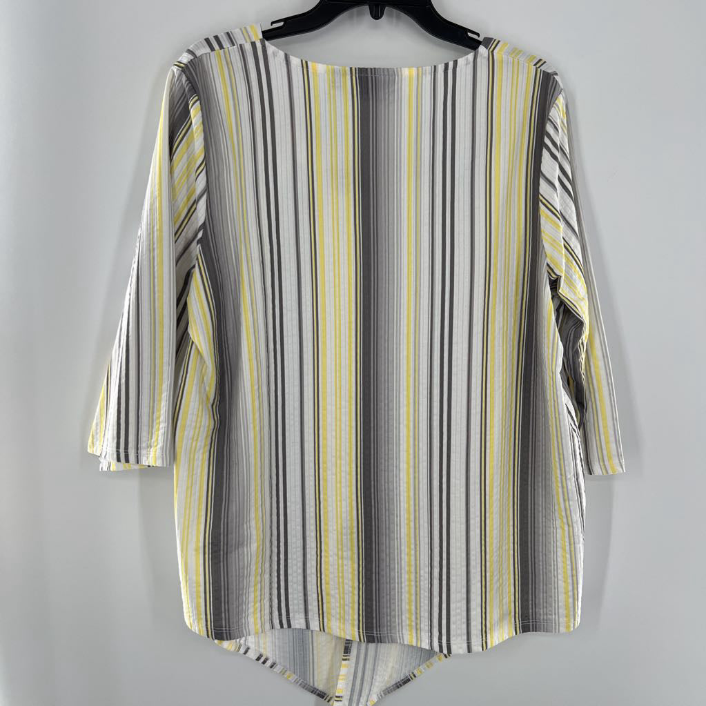 XL striped button down 3/4 slv top