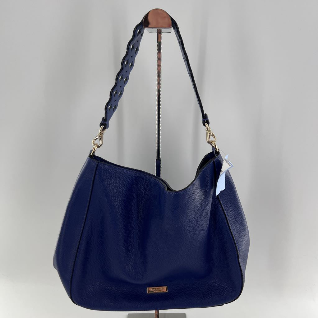 laser-cut scalloped strap hobo shoulder bag