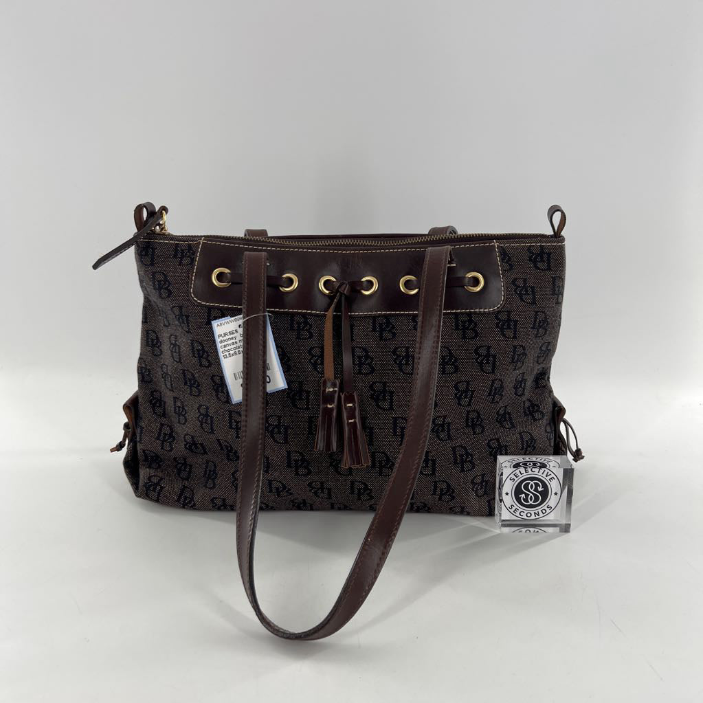 canvas monogram drawstring satchel
