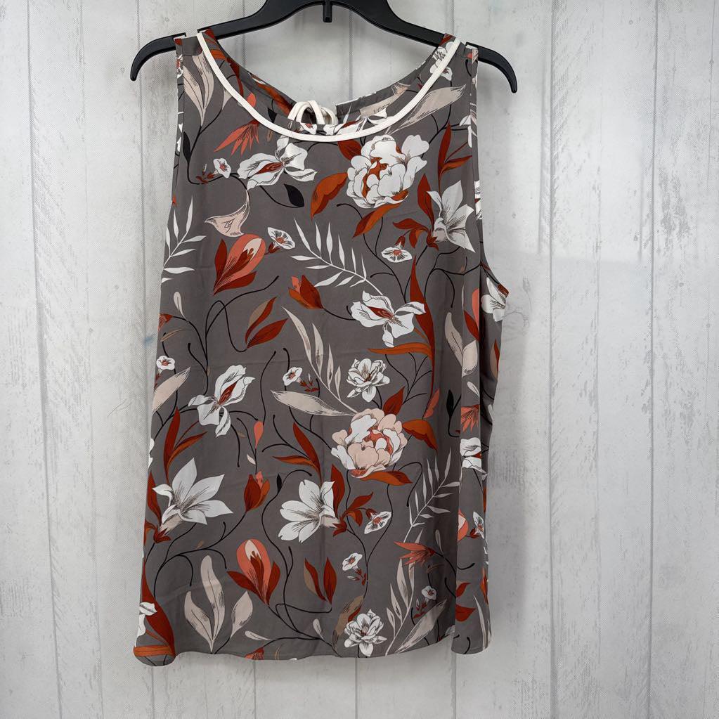 XL flo print back tie tank