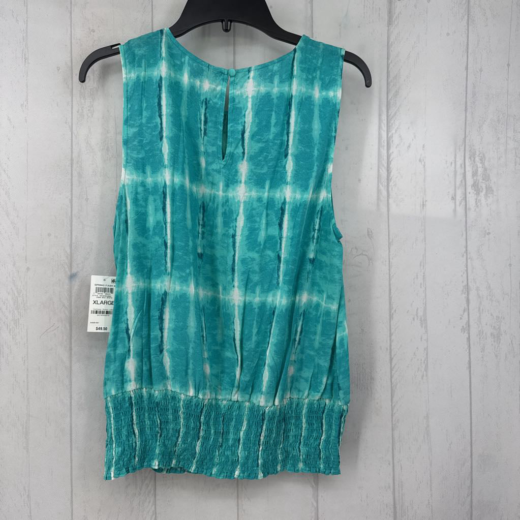 R50 XL tie-dye smocked waist tank