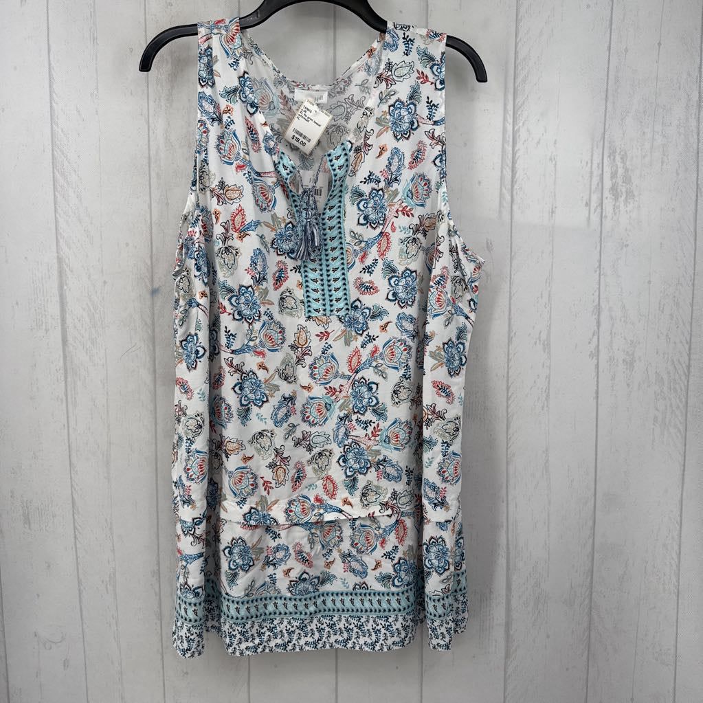 XL flo print tassel tie tank