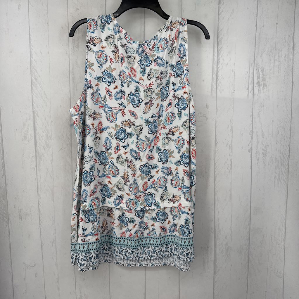 XL flo print tassel tie tank