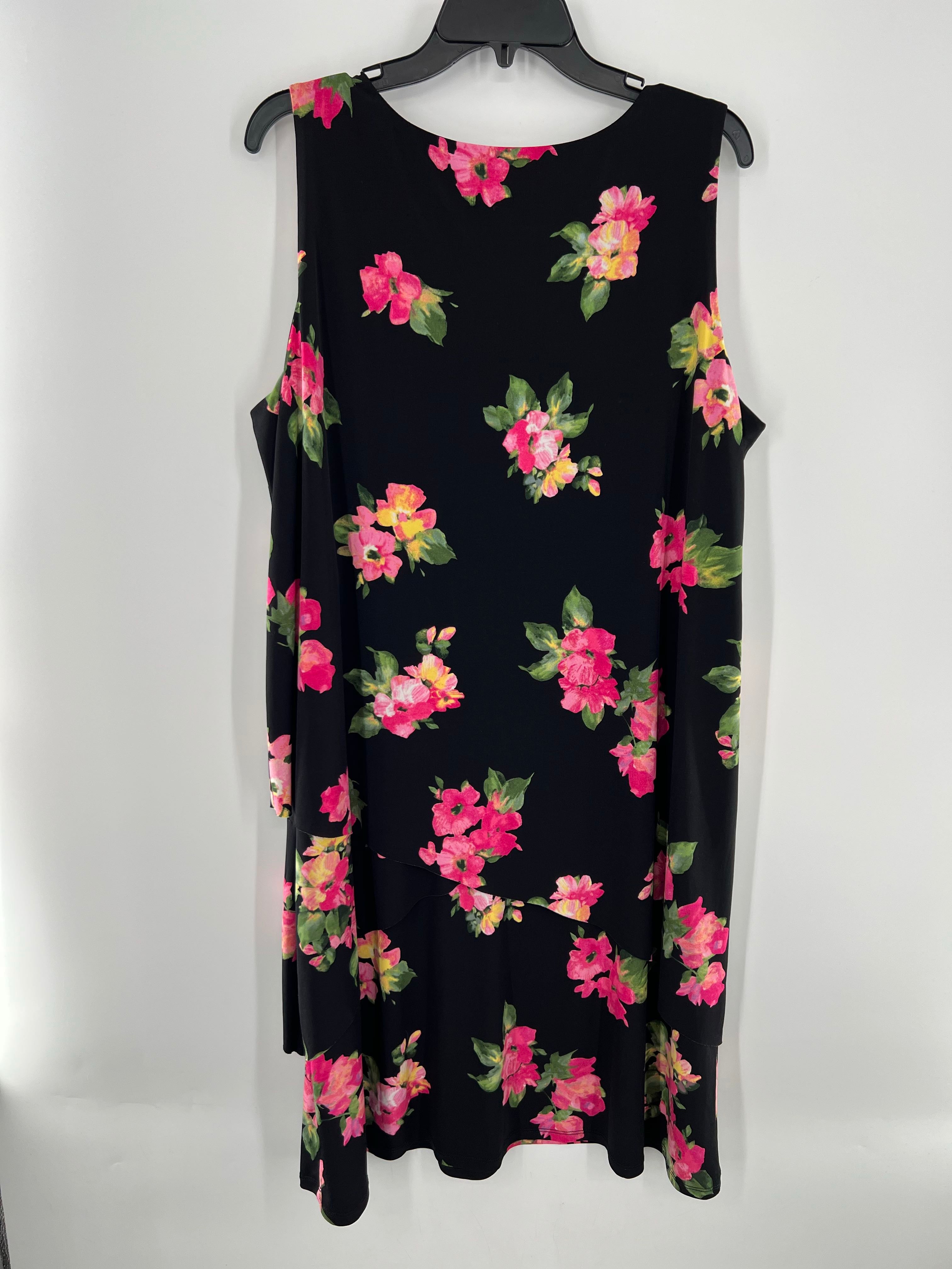 XL flo print v-neck slvls dress