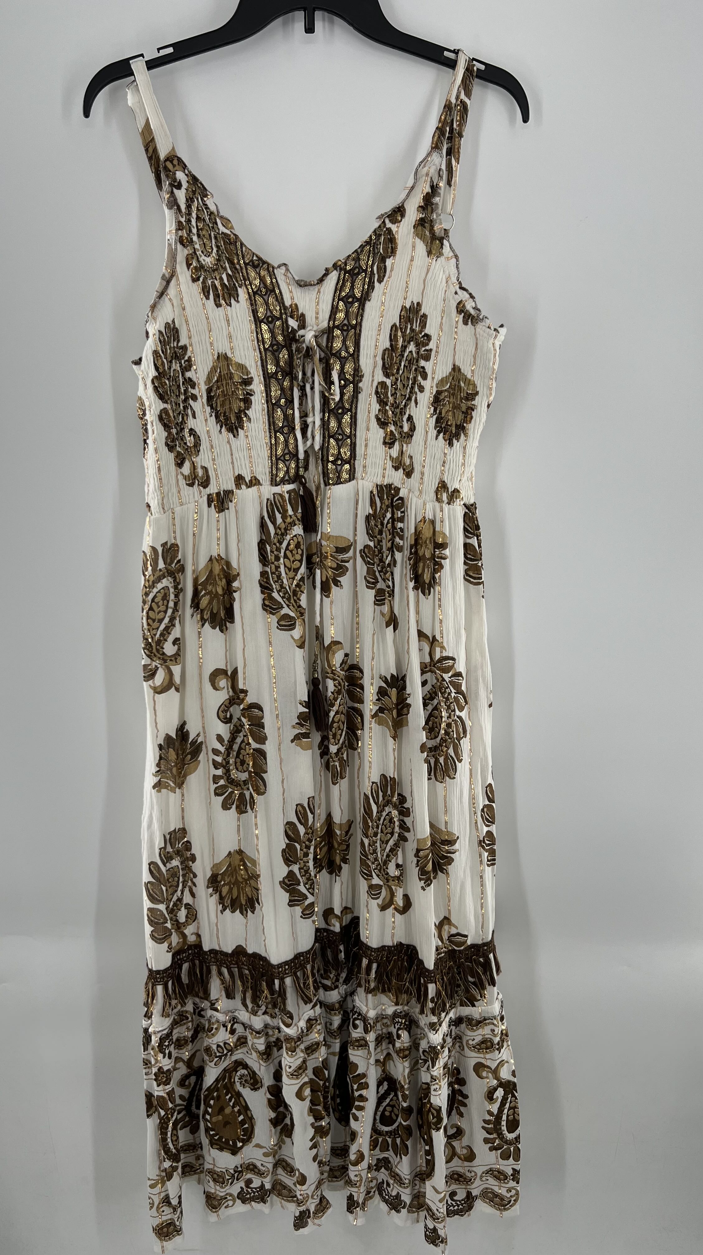 3X paisley print tassel tie slvls dress