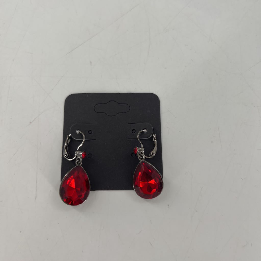 red stone drop earrings