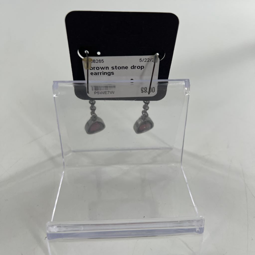 brown stone drop earrings