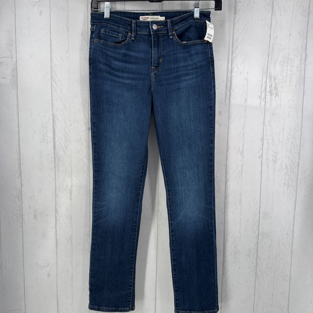 6 mid-rise straight leg jean