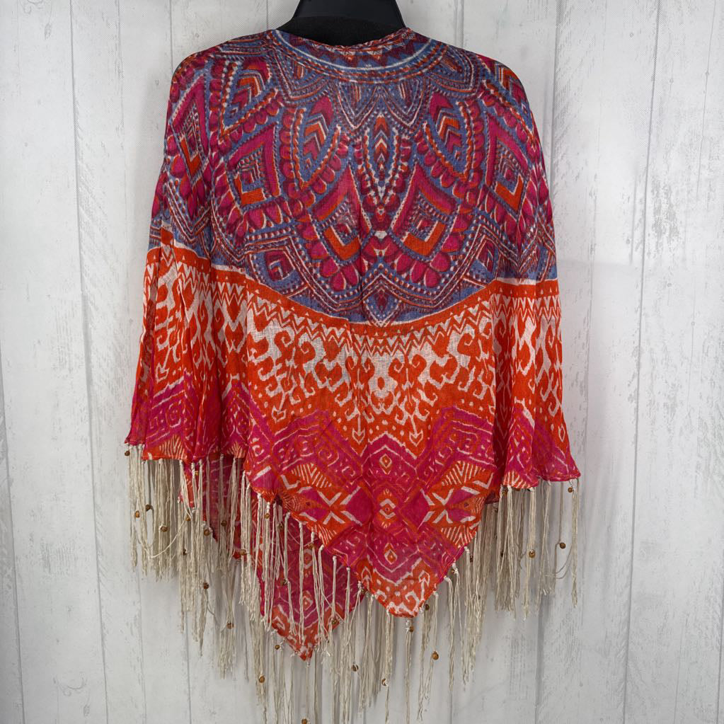 R109 O/S fringe triangle poncho