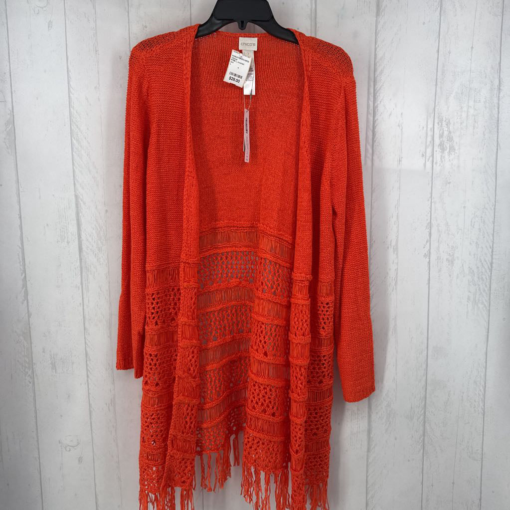 R109 L crochet fringe cardi