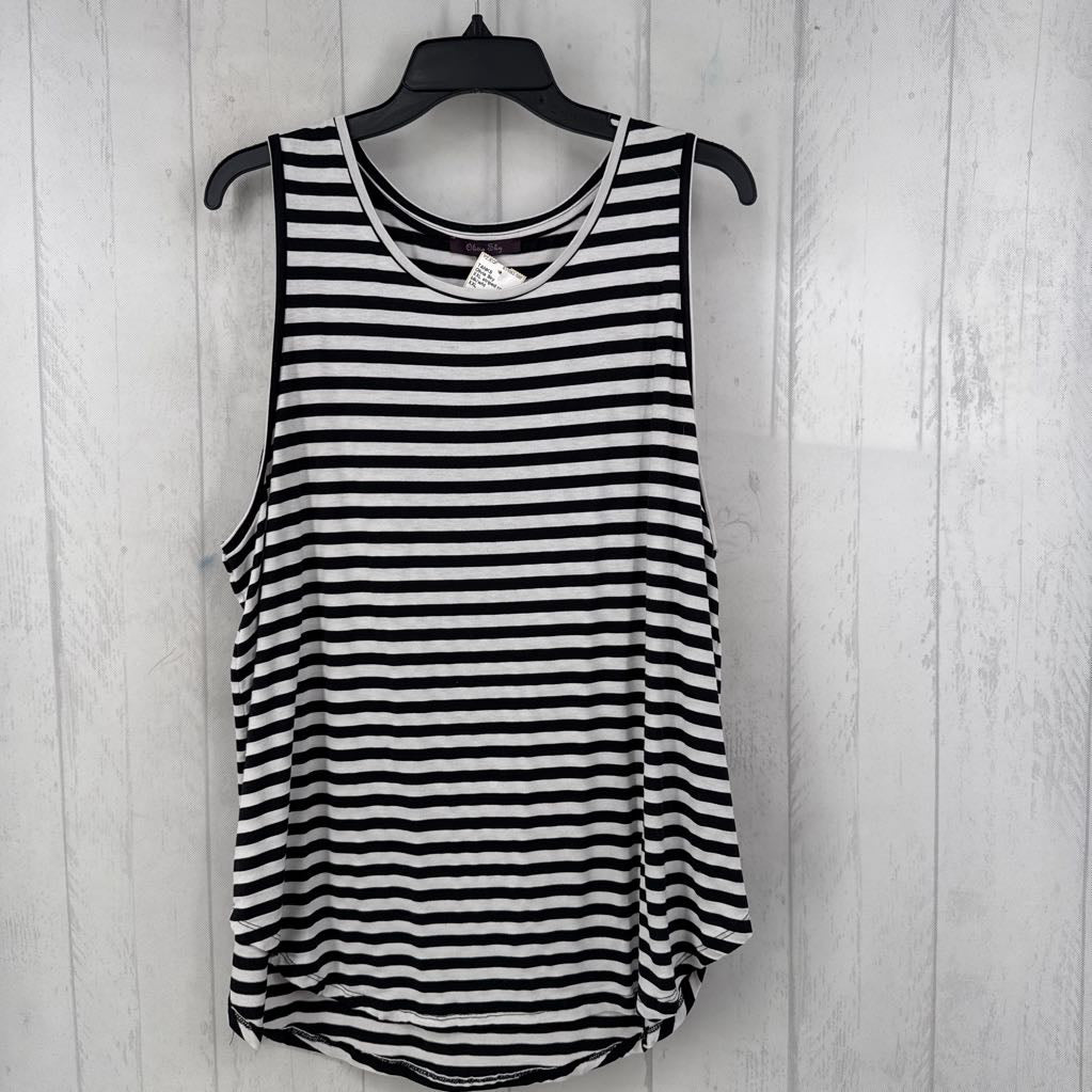 XXL striped round neck hi-lo tank