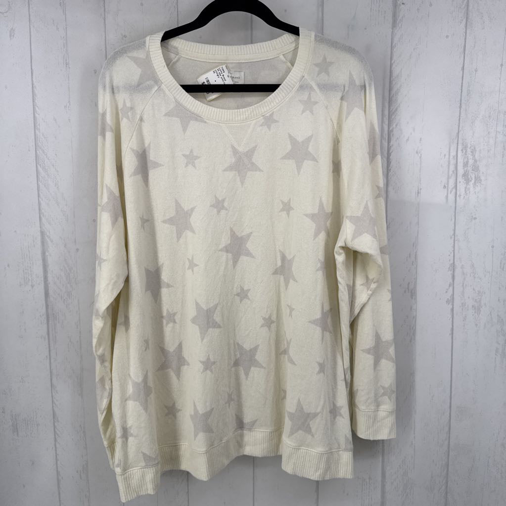 3X star print l/s top