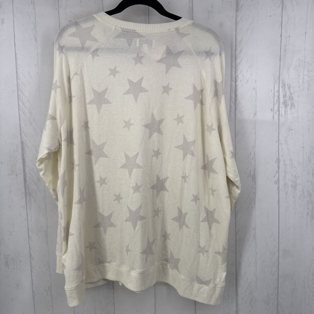 3X star print l/s top