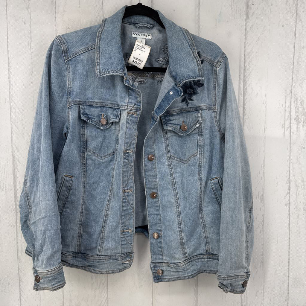 1X embroidered jean jacket