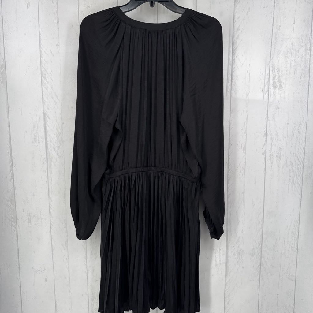 L split neck elastic waist l/s dress