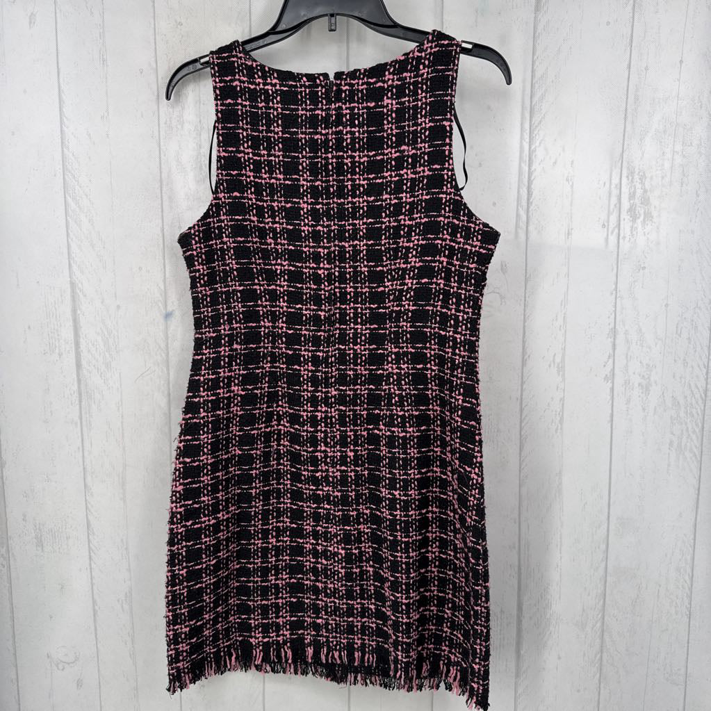 M tweed pearl button slvls dress