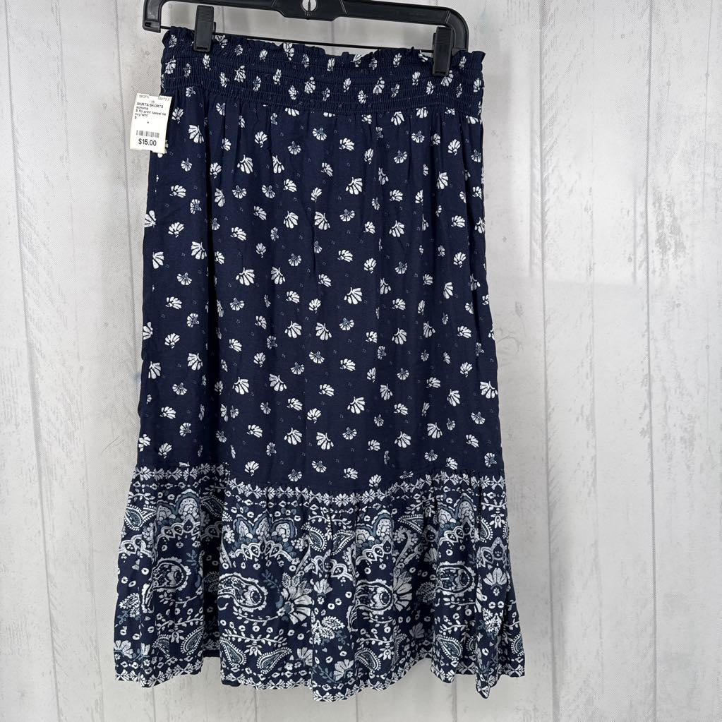S flo print tassel tie skirt
