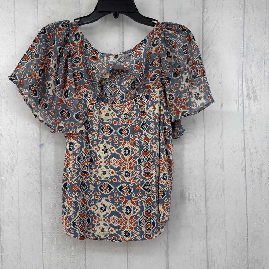 S printed flutter slv top