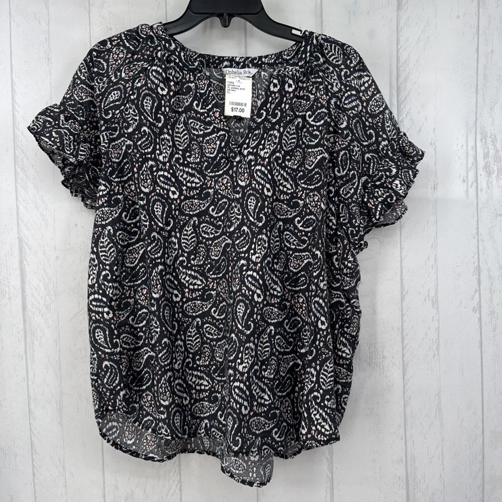 XL paisley print split neck s/s top