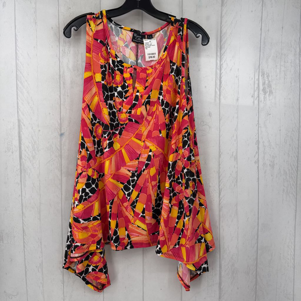 1Xp printed notch neck flowy tank