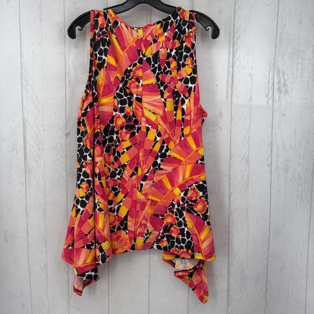 1Xp printed notch neck flowy tank