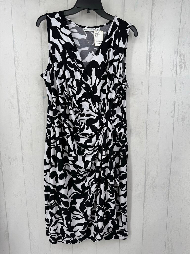 L flo print crossover gathered slvls dress