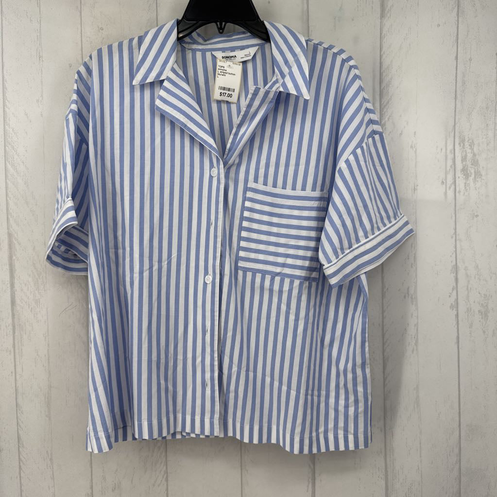 L striped button down s/s top