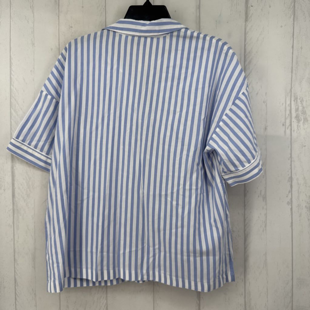 L striped button down s/s top