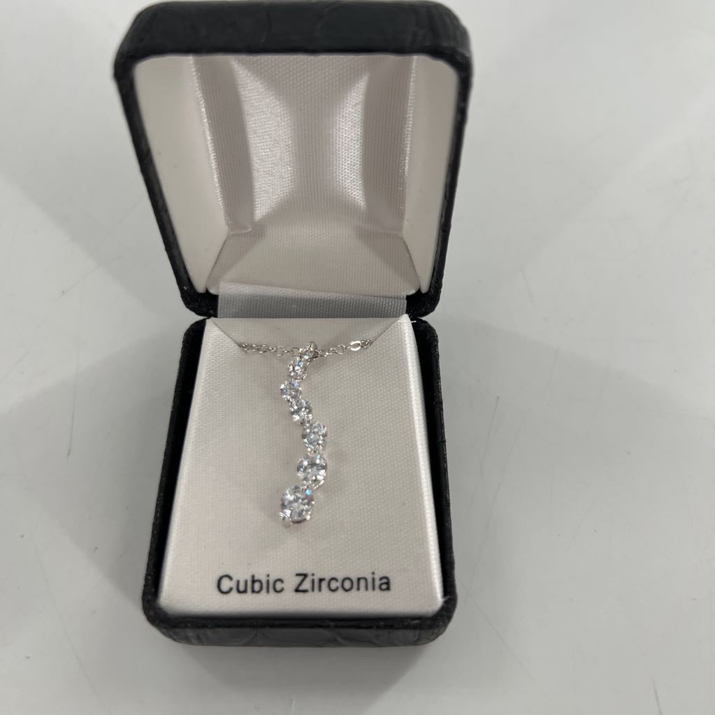 silver cz pendant necklace