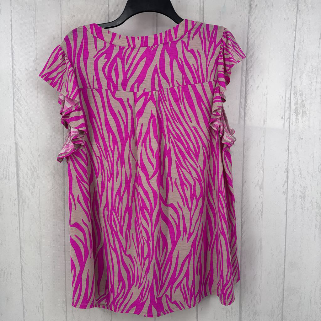 Zebra Print Flutter Sleeve Top