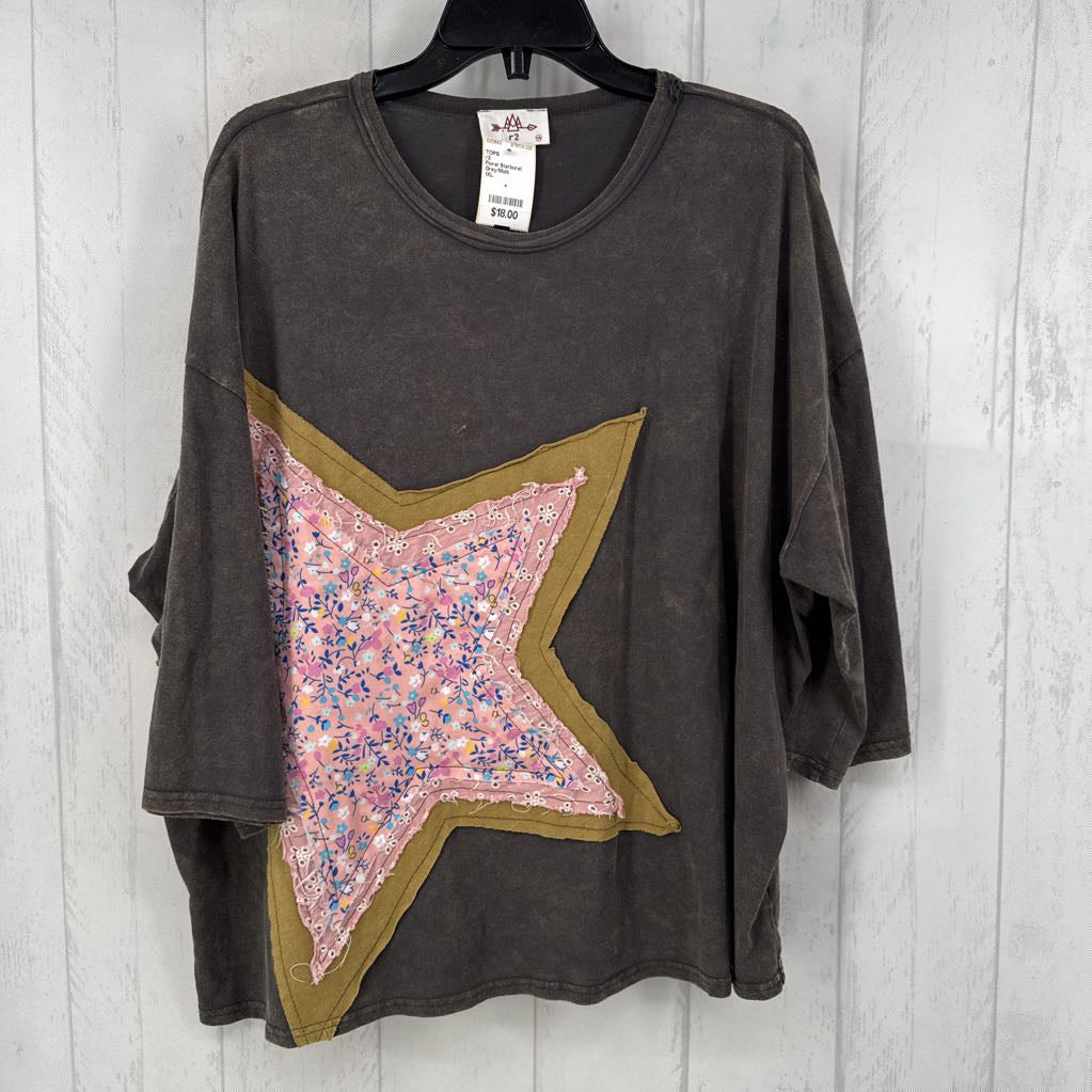 Floral Starburst Patchwork Mineral Wash T-shirt