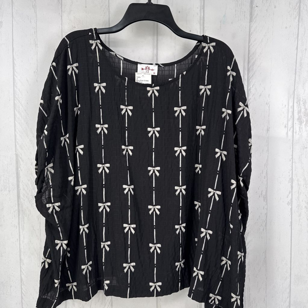 Bow Print Crinkle s/s Blouse