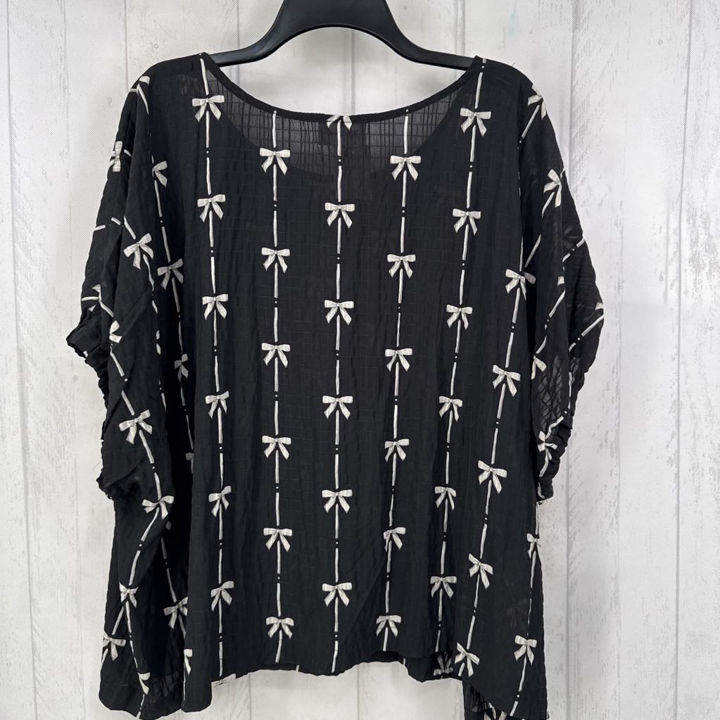 Bow Print Crinkle s/s Blouse