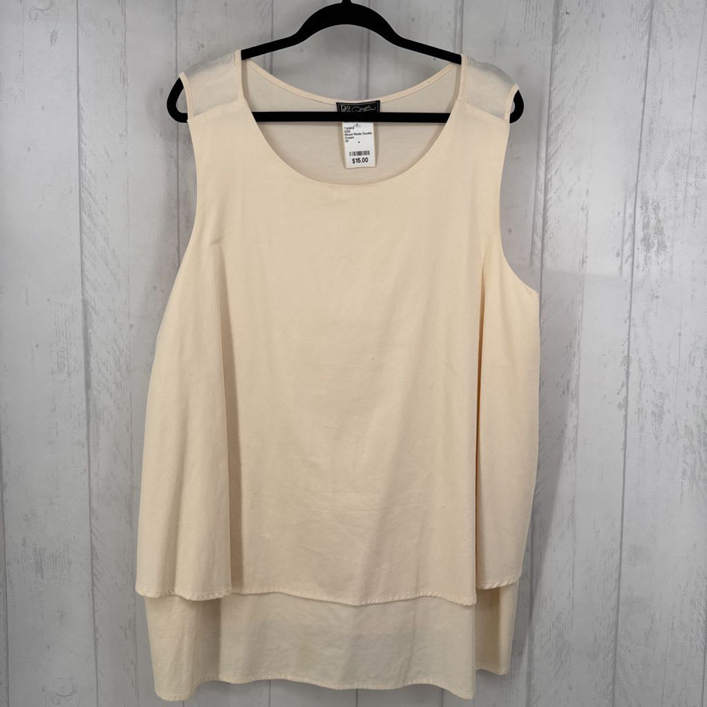 Mixed Media Double Layer Round Neckline Tank