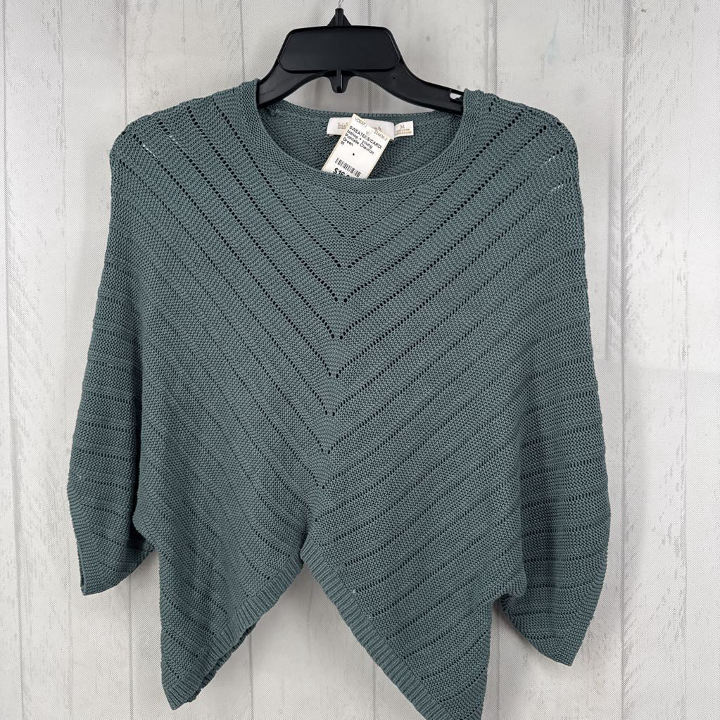 Pointelle Chevron Open-Knit Crewneck Sweater