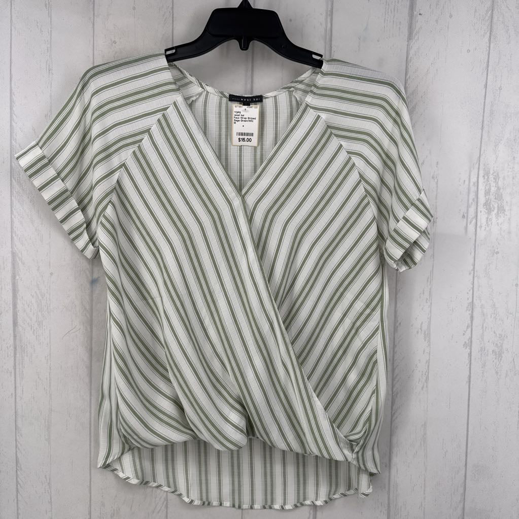 Faux Wrap Striped s/s Blouse