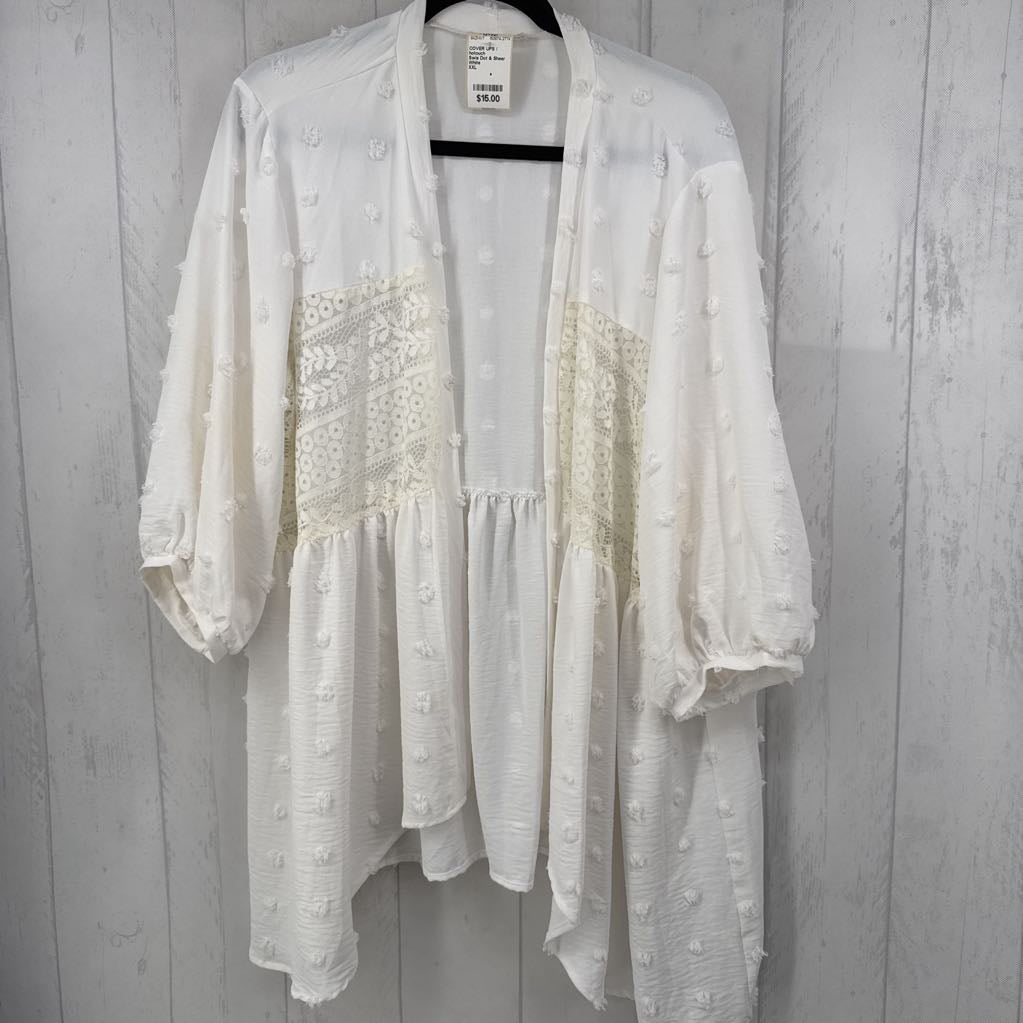 Swis Dot & Sheer Lace Panels Kimono