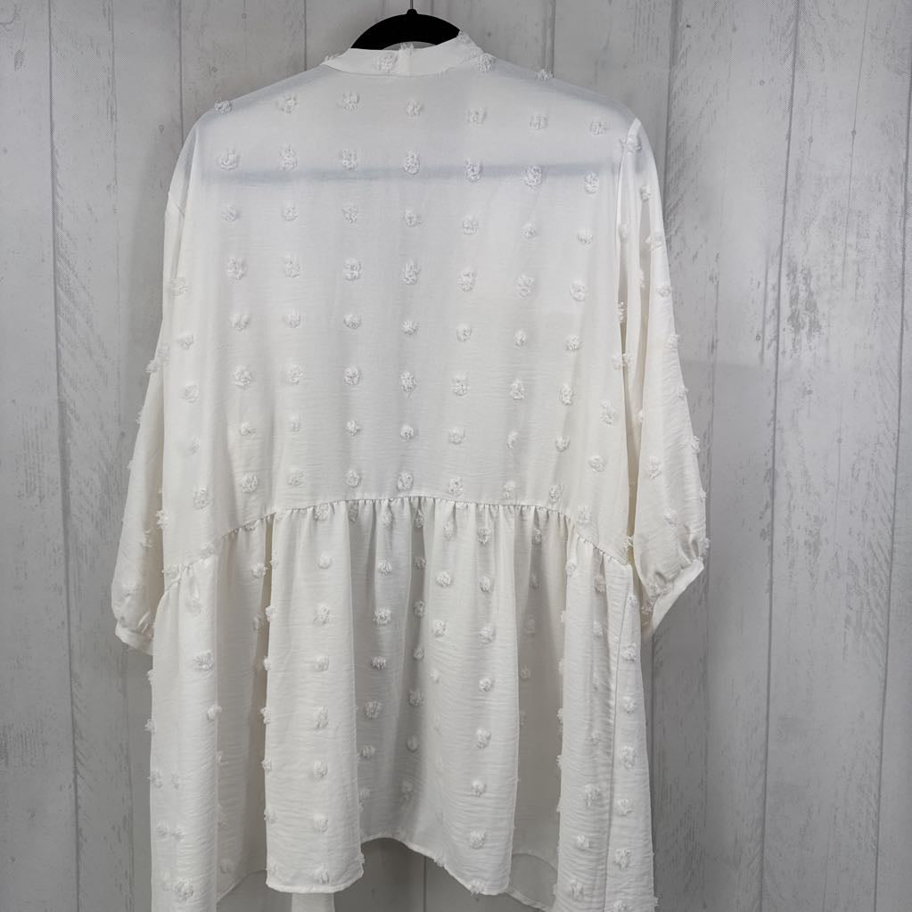 Swis Dot & Sheer Lace Panels Kimono