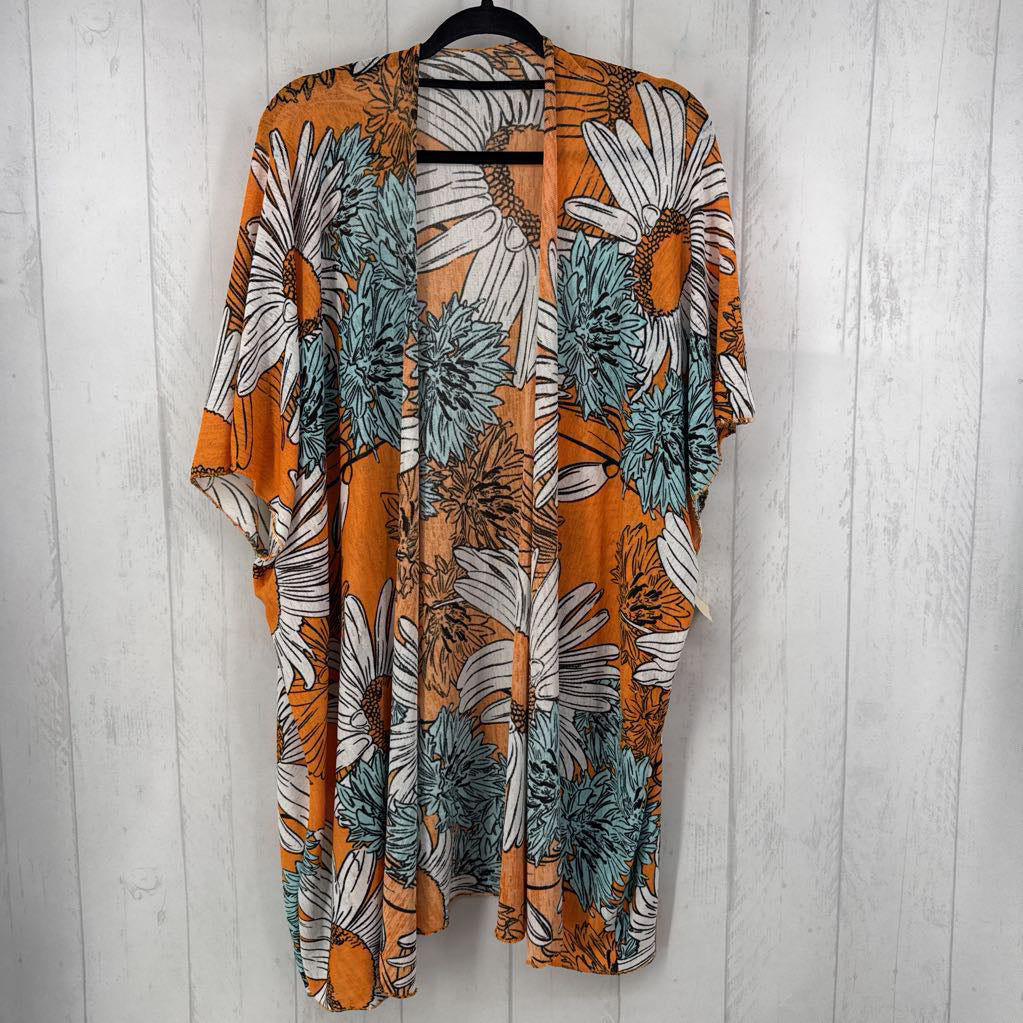 Knit Floral Print Kimono