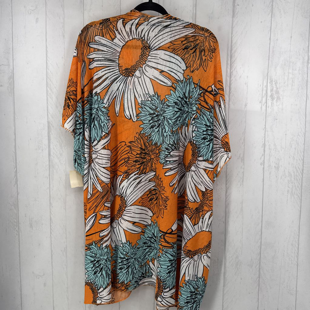 Knit Floral Print Kimono