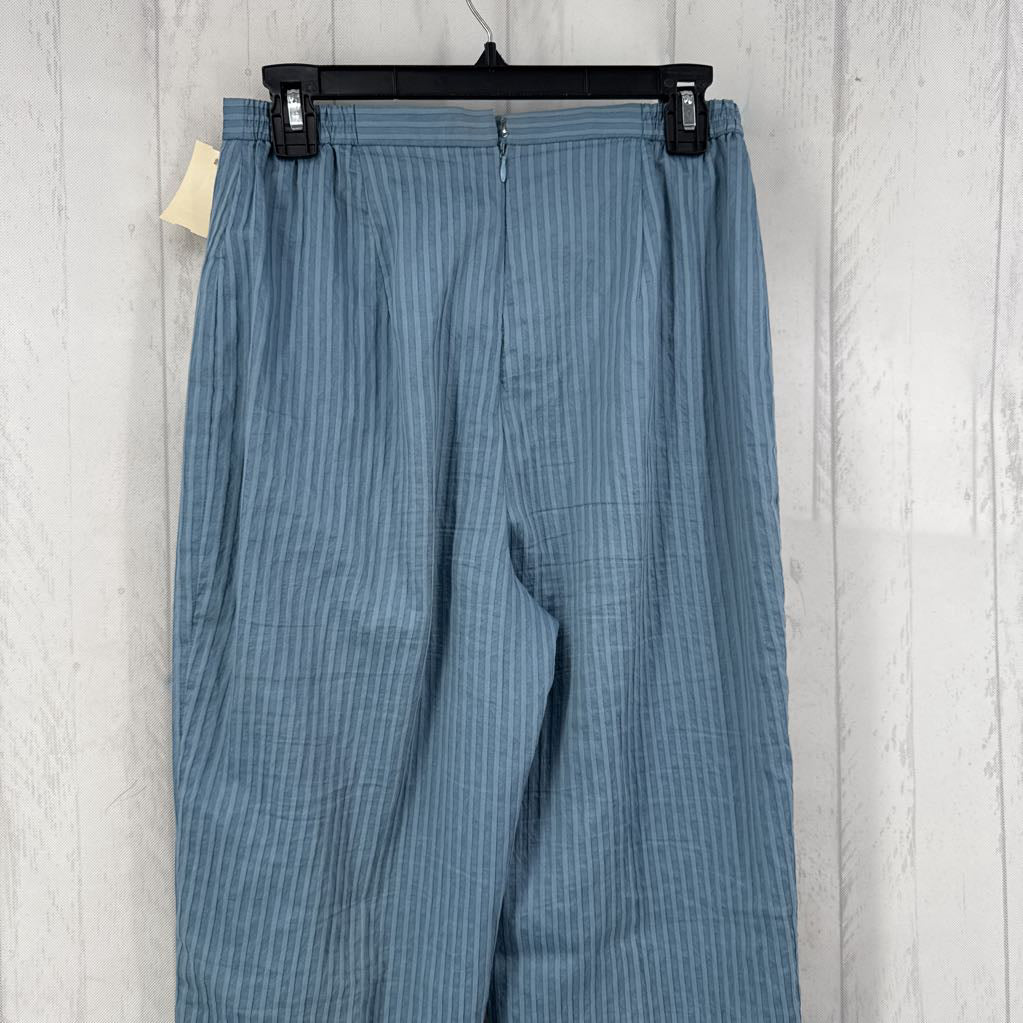Cotton Blend Ribbed Striped Pants