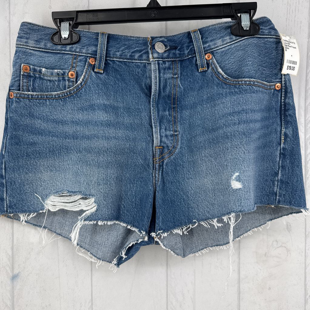 High-Rise Frayed Hem Denim Jeans