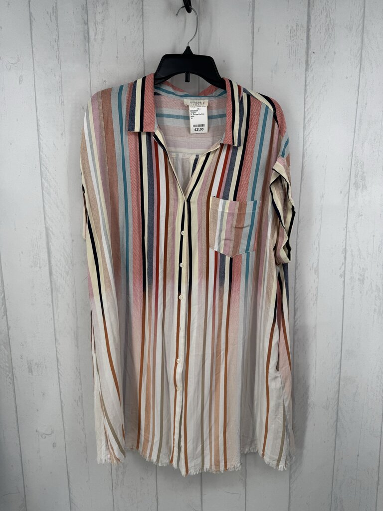 XL striped button down s/s dress
